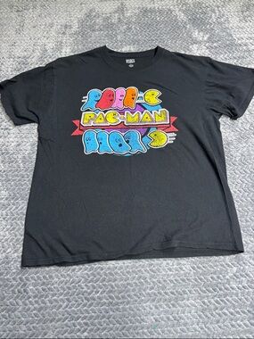 Pac-Man Black Graphic Tee - Retro Arcade Short Sleeve Shirt